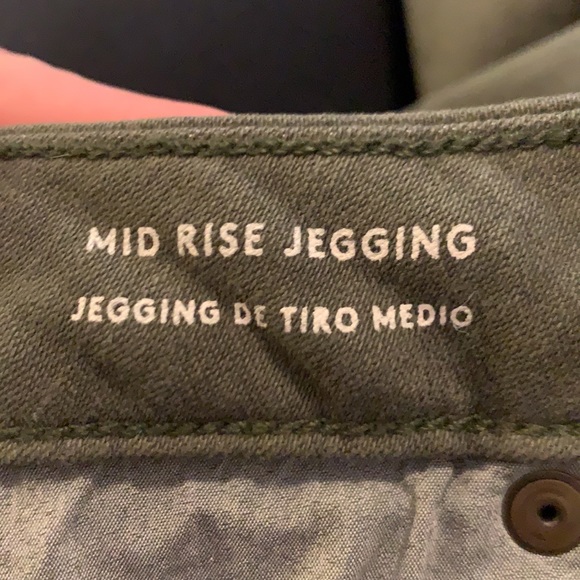 Olive Greens Distressed Mid Rise Jeggings - Picture 4 of 4